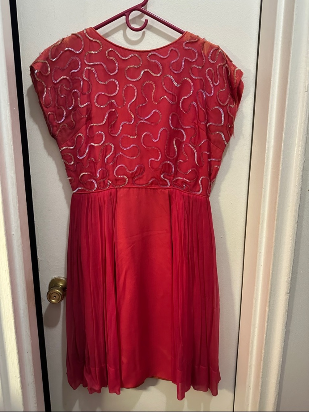 Girls Red Beaded Party Dress